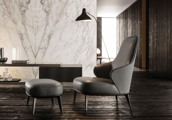 Итальянское Кресло LESLIE  с кожей 78см 6