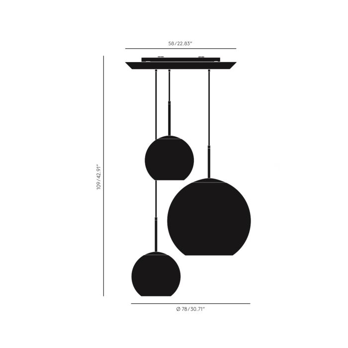 Медная светодиодная трио круглая подвесная система