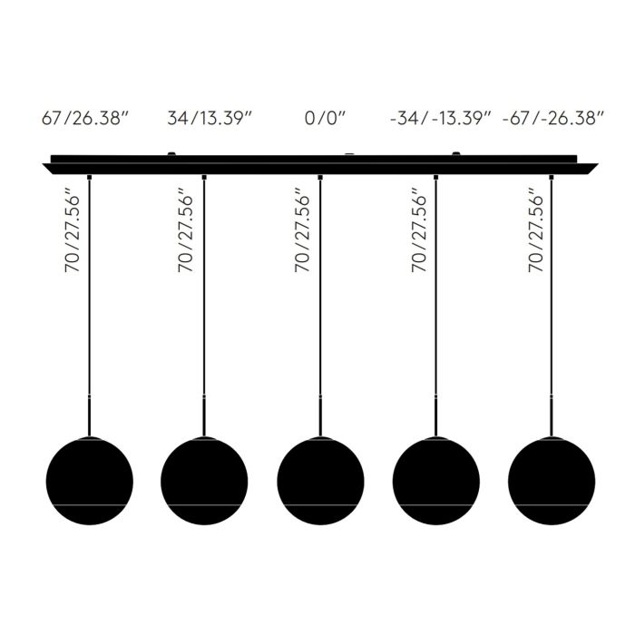 Mirror Ball LED 25cm Linear Pendant System