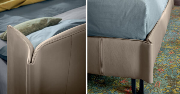 Бежевая Кожаная итальянская кровать big night