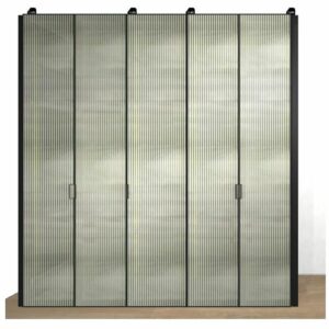 Итальянский Шкаф Frame от Kico стеклянные фасады из ребристого стекла