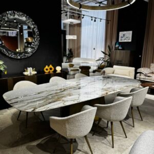 Итальянский стол Grandeod от SOVET на латунном основании (покраска) Большой обеденный стол   300*135*75см