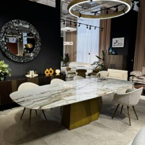 Итальянский стол Grandeod от SOVET на латунном основании (покраска) Большой обеденный стол   300*135*75см