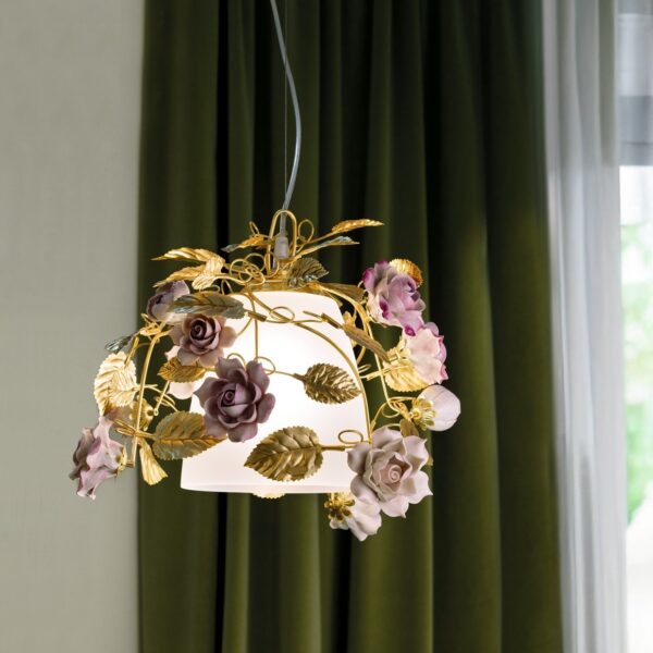 Итальянский подвесной светильник Marie Antoinette Pending Light - Gold & Pink 2