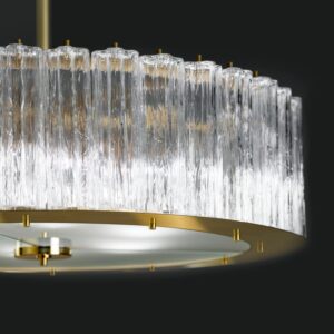 Итальянская люстра Drum Pendant Light - Transparent & Gold 2