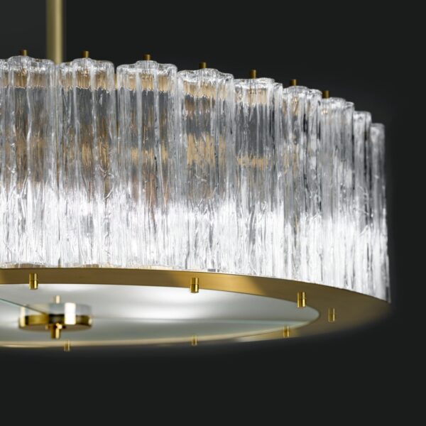 Итальянская люстра Drum Pendant Light - Transparent & Gold 2