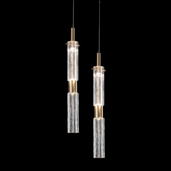 Итальянский подвесной светильник Drum Pendant Light - Transparent & Gold 2