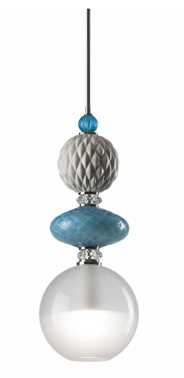 Итальянский подвесной светильник Divas Audrey Pendant Light - Pearl Grey & Turquoise