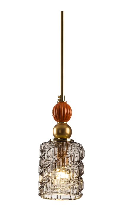 Итальянский подвесной светильник Lolite Clotilde Pendant Light - Orange & Transparent