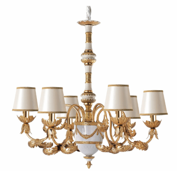 Итальянская люстра Josephine Chandelier - 6 Lights - White & Gold