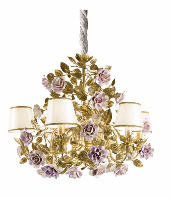 Итальянская люстра Marie Antoinette 6 light chandelier - Gold & Pink
