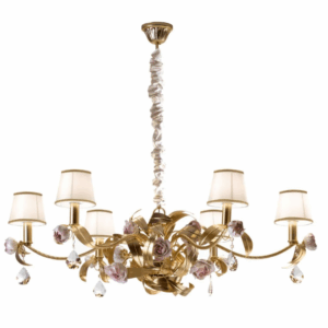 Итальянская люстра Peony 6 light chandelier - Gold & Pink от VILLARY
