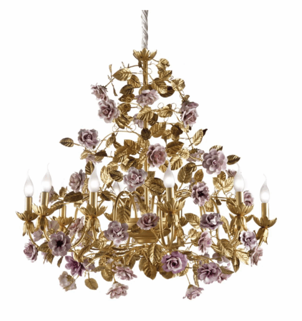 Итальянская люстра Marie Antoinette 10 light chandelier - Gold & Pink