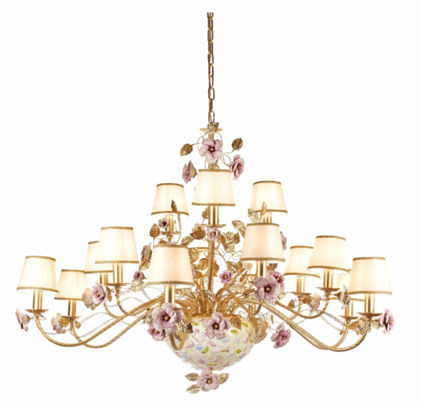 Итальянская люстра Taormina Multicolor & Gold 15 Lights Chandelier