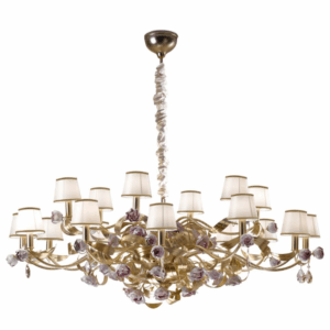 Итальянская люстра Peony 18 light chandelier - Gold & Pink от VILLARY