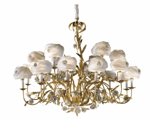 Итальянская люстра Camelia Chandelier - 18 Lights - Gold & White