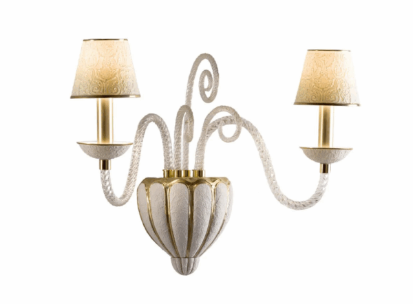 Итальянская настенная лампа Amour Wall Light 2 Lights - White & Gold