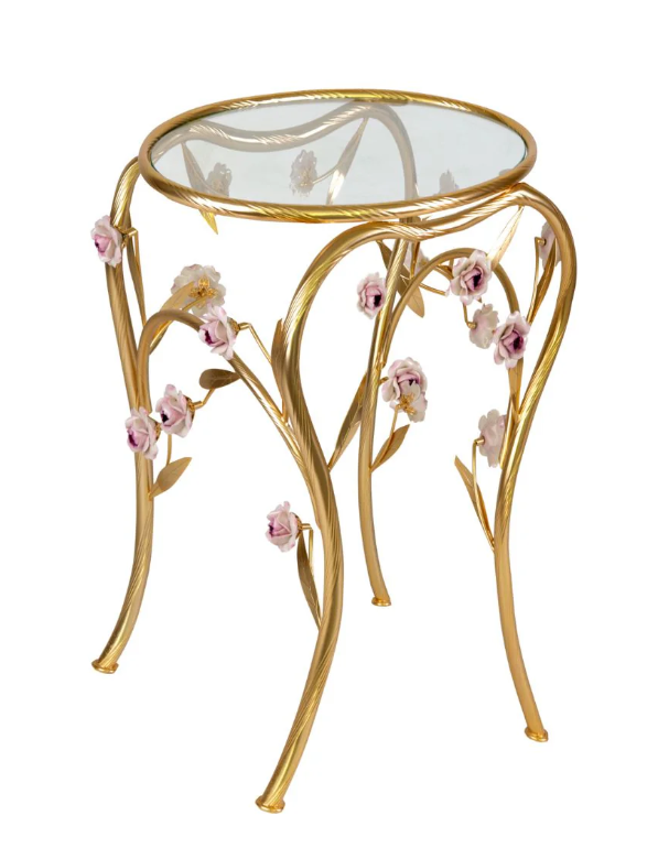 Итальянский столик Camelia Side Table - Gold & Pink