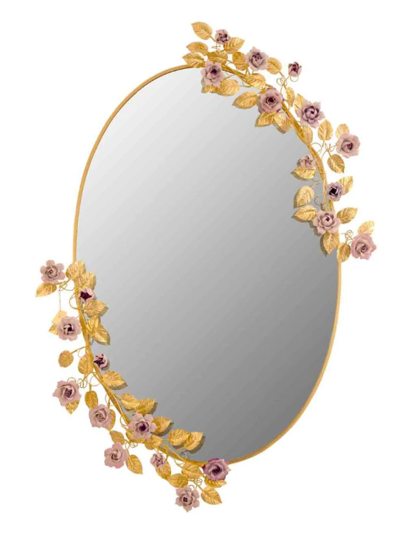 Итальянское зеркало Camelia Large Oval Mirror - Gold & Pink