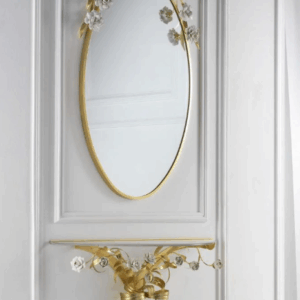 Итальянское зеркало Camelia Oval Mirror - Gold & White от VILLARY