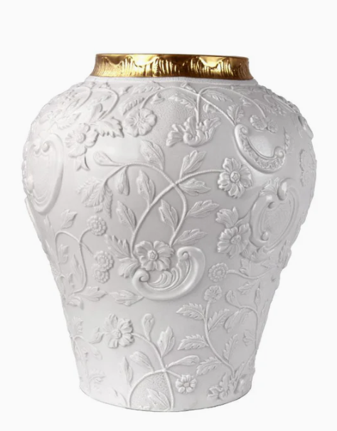 Итальянская ваза Taormina Small Vase - White & Gold