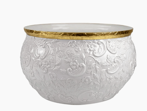 Итальянская ваза Taormina Medium Cachepot - White & Gold