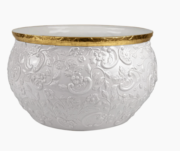 Итальянская ваза Taormina Large Cachepot - White & Gold