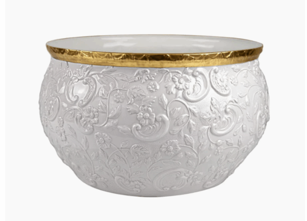 Итальянская ваза Taormina Large Cachepot - White & Gold