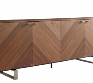 Конструкция из МДФ с отделкой из шпона грецкого ореха; ножки и ручки из нержавеющей стали 199x44x75 см