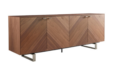 Конструкция из МДФ с отделкой из шпона грецкого ореха; ножки и ручки из нержавеющей стали 199x44x75 см