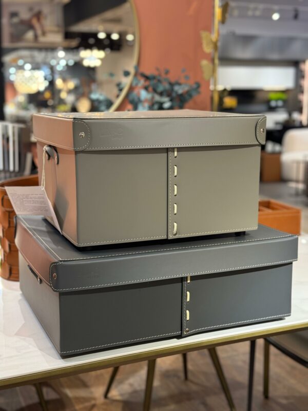 Коробка с крышкой из кожи 44*59*19 gray 6