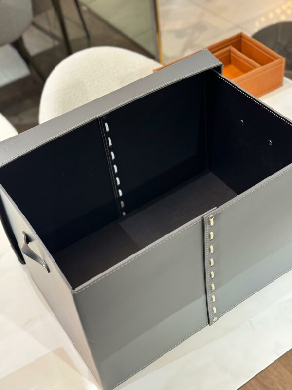 Коробка с крышкой из кожи 55*37*35 Gray 3