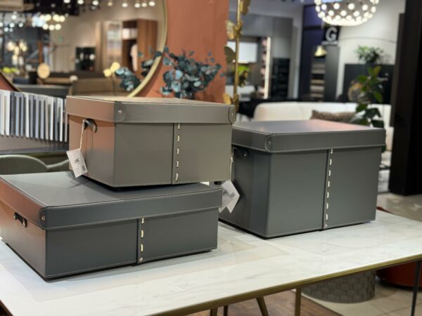 Коробка с крышкой из кожи 44*59*19 gray 8