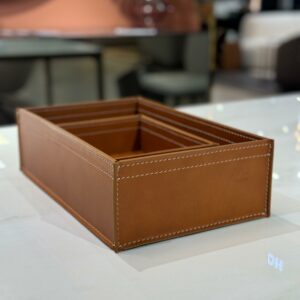 Набор из 3х кожаных корзинок