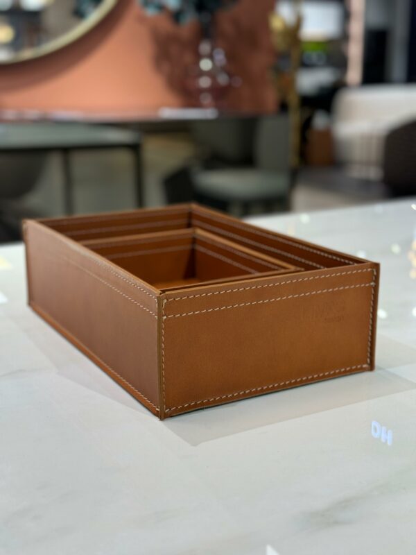 Набор из 3х кожаных корзинок