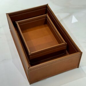 Набор из 3х кожаных корзинок