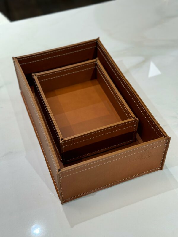 Набор из 3х кожаных корзинок