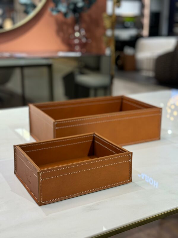 Набор из 3х кожаных корзинок