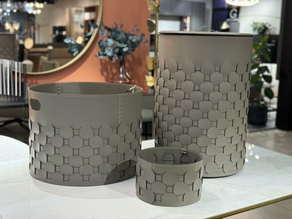 Плетеная Корзина Elena из кожи для белья