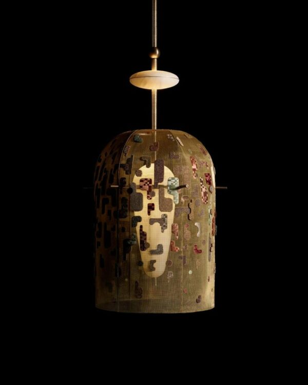 Дизайнерский подвесной светильник INTERLUDE : HAND-EMBROIDERED HANGING LAMP от APPARATUS (США)
