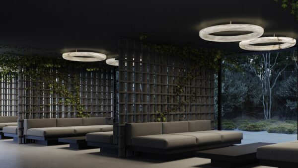 Дизайнерский потолочный светильник HALO WITH PIPE от United Alabaster (Испания)